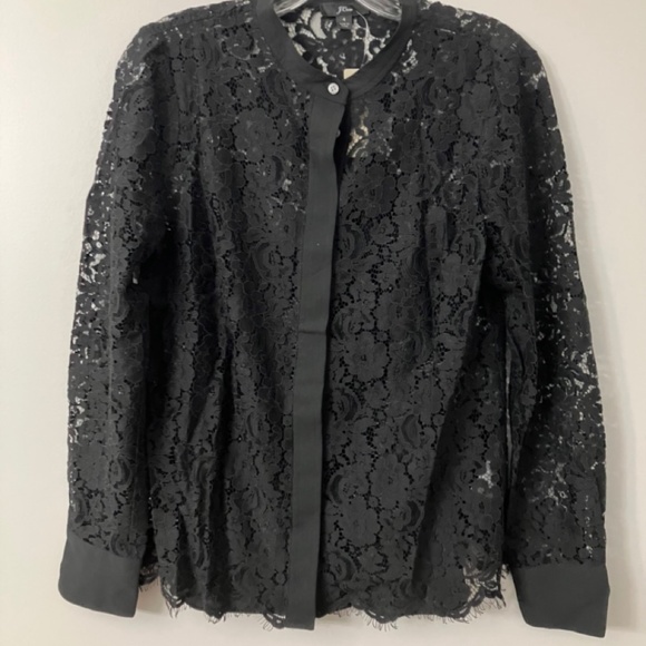 J. Crew Button-up Lace Top in Black, sz 4 - Picture 2 of 9